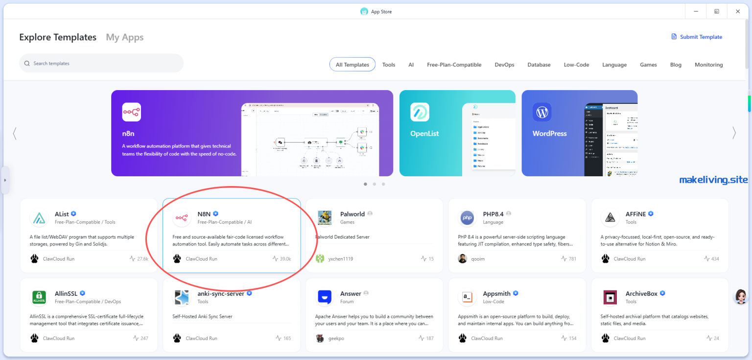 ClawCloud n8n 模板